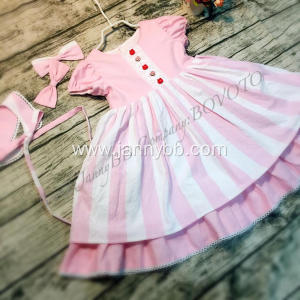 WD Wolf pink stripe boutique remake dress